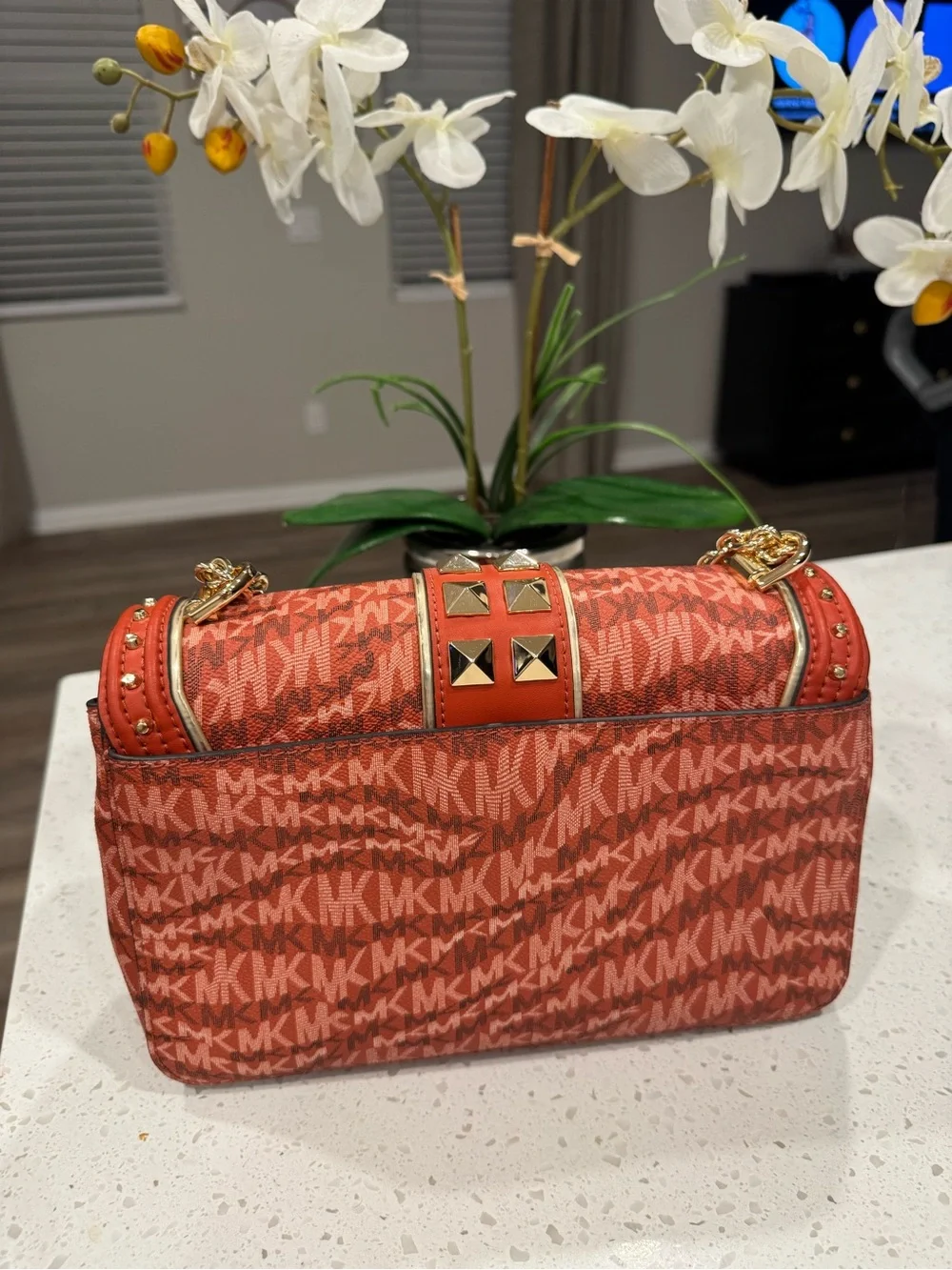 Brand new Michael Kors Red Studded Chain Shoulder Bag